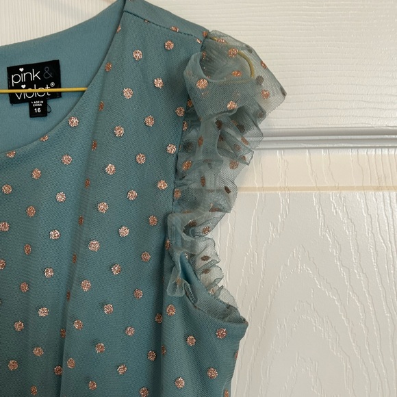 Big Girls Rose Gold Glitter Dress - Size 16 - Picture 5 of 7